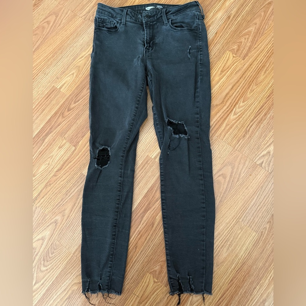 Old Navy Black Distressed Skinny Jeans